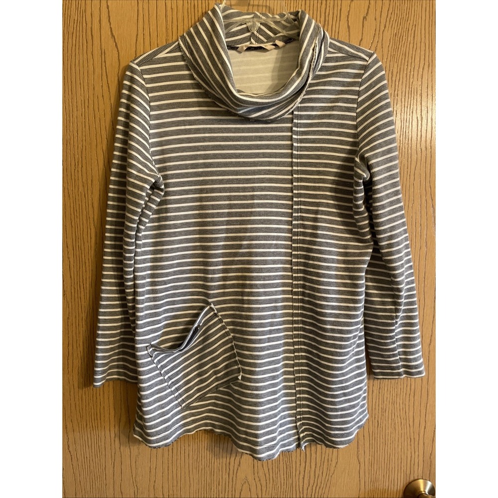 Soft Surroundings Cowl Neck Sweater in Gray and White